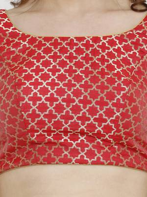Red Dupion Silk Readymade Padded Blouse 4