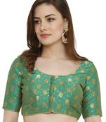 Green Dupion Silk Readymade Padded Blouse