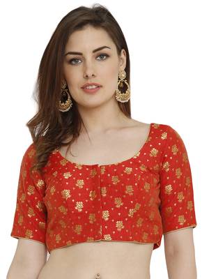 Red Dupion Silk Readymade Padded Blouse 1
