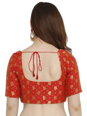 Red Dupion Silk Readymade Padded Blouse 2