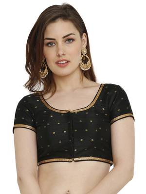 Black Dupion Silk Readymade Padded Blouse 1