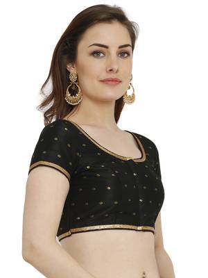 Black Dupion Silk Readymade Padded Blouse 3