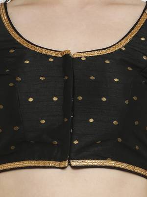 Black Dupion Silk Readymade Padded Blouse 4
