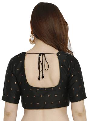 Black Dupion Silk Readymade Padded Blouse 2