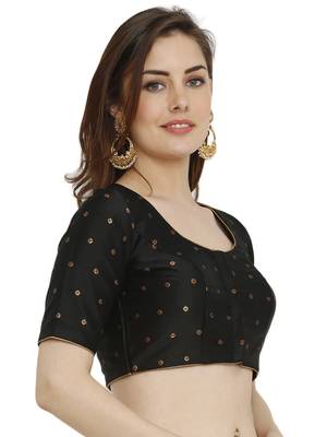 Black Dupion Silk Readymade Padded Blouse 3
