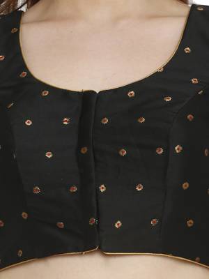 Black Dupion Silk Readymade Padded Blouse 4
