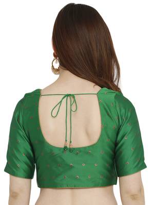 Green Dupion Silk Readymade Padded Blouse 2