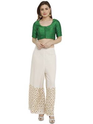 Green Dupion Silk Readymade Padded Blouse 5