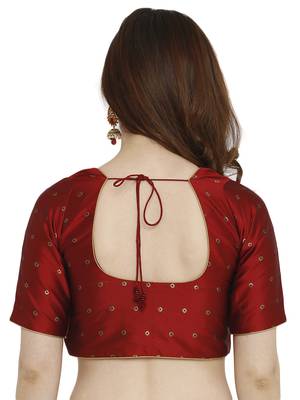 Maroon Dupion Silk Readymade Padded Blouse 2