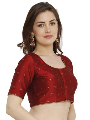 Maroon Dupion Silk Readymade Padded Blouse 3