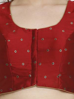 Maroon Dupion Silk Readymade Padded Blouse 4