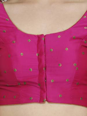 Pink Dupion Silk Traditional Brocade Padded Blouse for Saree 4