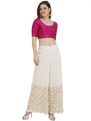 Pink Dupion Silk Traditional Brocade Padded Blouse for Saree 5