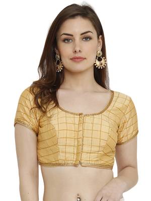 Gold Dupion Silk Readymade Padded Blouse 1