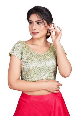 Light Green Dupion Silk Readymade Padded Blouse 1