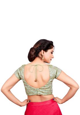 Light Green Dupion Silk Readymade Padded Blouse 2