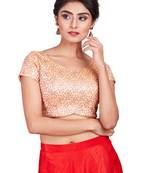 Peach Dupion Silk Readymade Padded Blouse