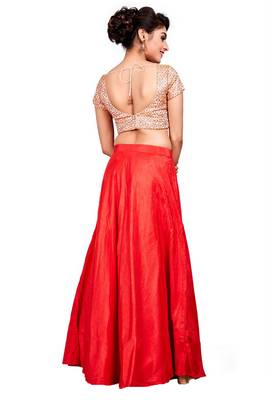 Peach Dupion Silk Readymade Padded Blouse 4