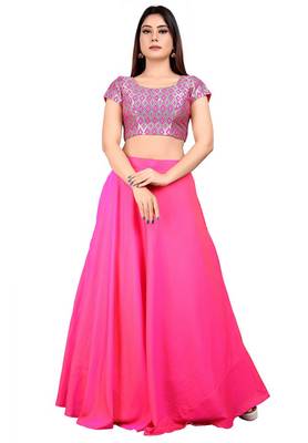 Pink Brocade Readymade Padded Blouse 3