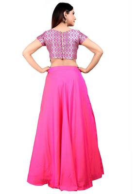Pink Brocade Readymade Padded Blouse 4