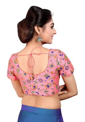 Light Pink Dupion Silk Readymade Padded Blouse 2