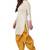 White & Gold Pure Cotton Printed Unstitched Patiyala Suit With Zari Border