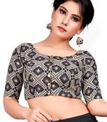 Black Ikat Silk Readymade Padded Blouse