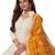 White & Gold Pure Cotton Printed Unstitched Patiyala Suit With Zari Border