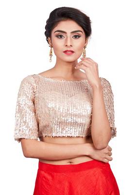 Rose Gold Shimmer Readymade Padded Blouse 1