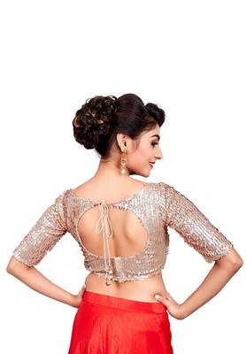 Rose Gold Shimmer Readymade Padded Blouse 2