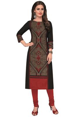 Black & Maroon Pure Cotton Printed Unstitched Kurti 1
