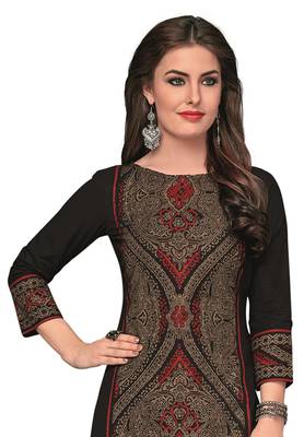 Black & Maroon Pure Cotton Printed Unstitched Kurti 3