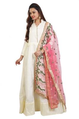 Off White bhagalpuri  silk embroidered anarkali suits 1