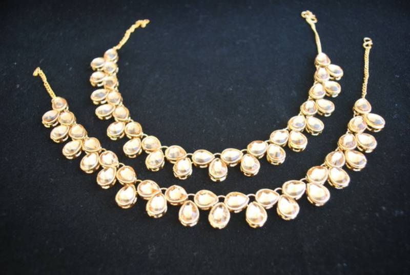 Kundan uncut bridal Golden payal anklet for women