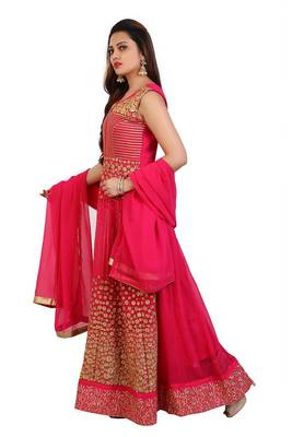 Pink Embroidered Georgette Anarkali Suit with Dupatta 2
