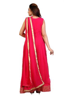 Pink Embroidered Georgette Anarkali Suit with Dupatta 3