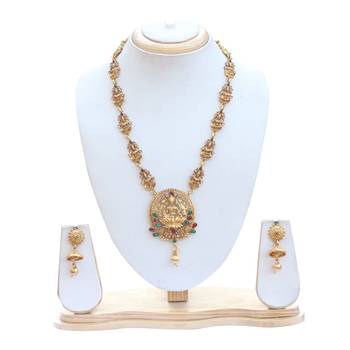 Antique Goddess Lakshmi golden temple jewellery set 1