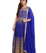 Blue Embroidered Georgette Anarkali Suit with Dupatta