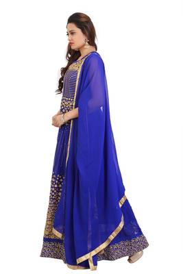 Blue Embroidered Georgette Anarkali Suit with Dupatta 2