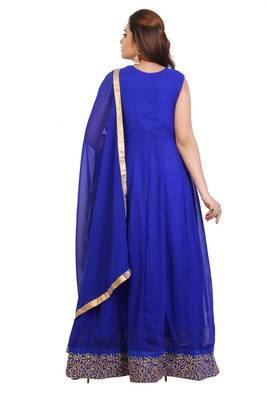 Blue Embroidered Georgette Anarkali Suit with Dupatta 3
