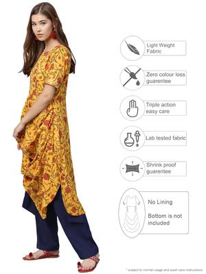 Yellow printed crepe kurtas-and-kurtis 2