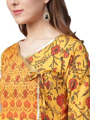 Yellow printed crepe kurtas-and-kurtis 4
