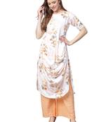 White printed crepe kurtas-and-kurtis
