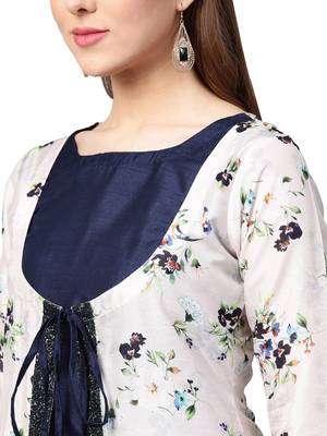 Cream printed polyester kurtas-and-kurtis 3