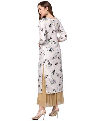 Cream printed polyester kurtas-and-kurtis 4