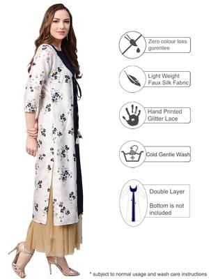 Cream printed polyester kurtas-and-kurtis 5