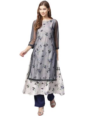Blue printed polyester kurtas-and-kurtis 1