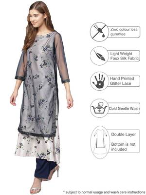 Blue printed polyester kurtas-and-kurtis 2