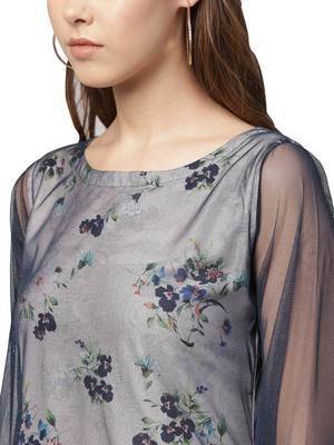 Blue printed polyester kurtas-and-kurtis 3