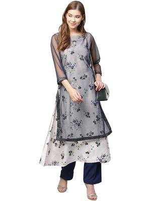 Blue printed polyester kurtas-and-kurtis 4